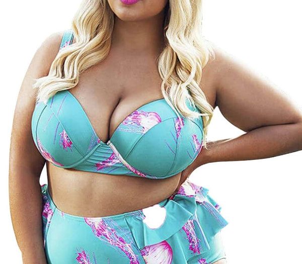 

swimsuit plus size separate push up bikinis two pieces bikinis 2019 swim suit high waist women swimwear large size bathing suit y19072401, White;black