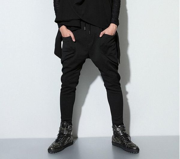 

m-xl spring /autumn men's new fashion foot trousers of pure color leisure trousers that spell zipper harlan, Black