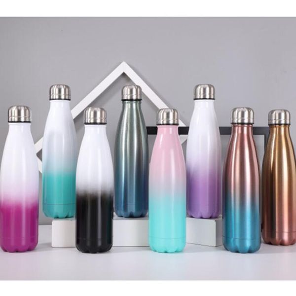 

gradient water bottle double walled insulated thermos colorful cola shaped water bottles stainless steel cola bottles dwd803