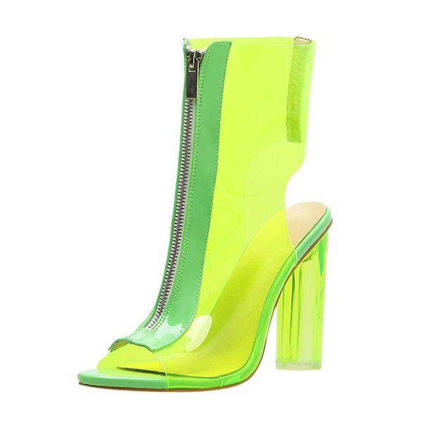 

женщины плюс размер обуви высокие каблуки открытым носком сандалии площади туфли на высоких каблуках сандалии для женщин zipper прозрачные к, Black