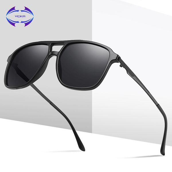 

vcka design square polarized mirror sunglasses men women vintage driving night vision sun glasses male zonnebril heren uv400, White;black