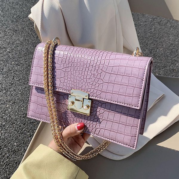 

crocodile pattern square crossbody bag 2020 new pu leather women's designer handbag chain shoulder messenger bag