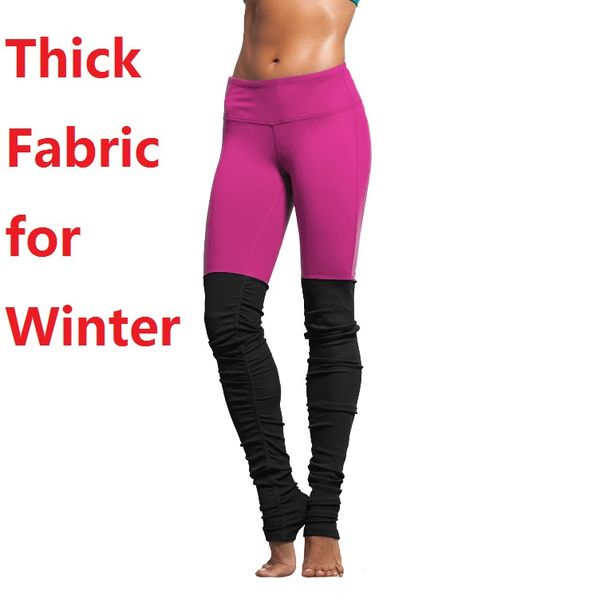 

jigerjoger 2020 thick warm goddness solid fuxia fuschia pink patches black women's yoga pants sport legging gym workout fitness, White;red