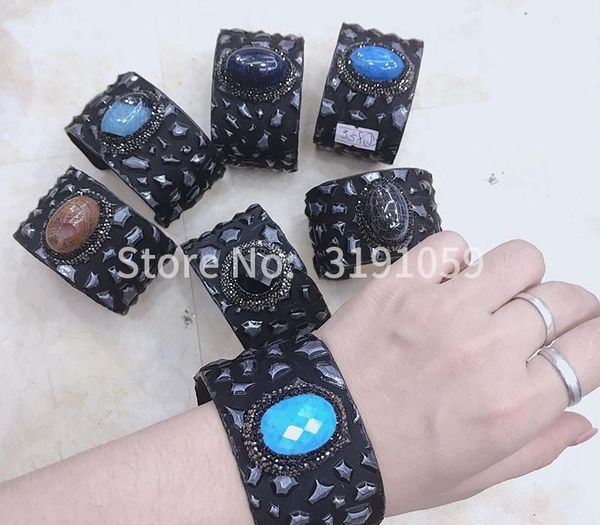 

европейский и американский модный новый стиль индивидуальный характер кожаный браслет темперамент стягивается 100 build77, Black