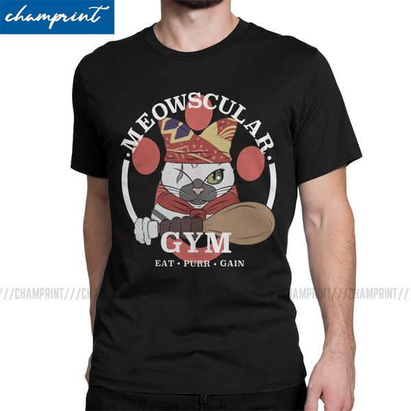

meowscular gym men t shirts monster hunter world mhw game tees short sleeve round collar t-shirts pure cotton gift clothes