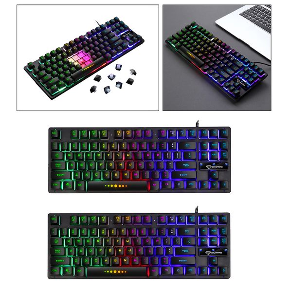 

2x usb 87 keys mechanical gaming keyboard rgb led backlit for windows pc