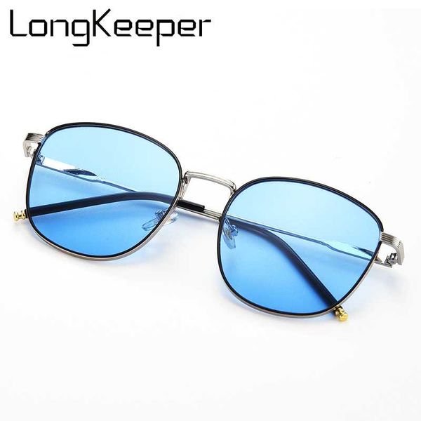 

longkeeper new fashion sunglasses women men brand designer female vintage metal frame clear lens uv400 eyewear blue oculos, White;black