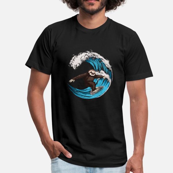 

surfing sloth funny cute hawaiian surfer gift t shirt men character 100% cotton s-3xl kawaii fitness comfortable summer style shirt