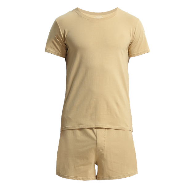 

new men's leisure home wear short sleeve shorts suit 60s supima cotton shorts pajamas mens breathable summer sets, Black;brown