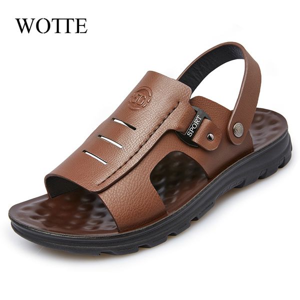 

summer men sandals microfiber shoes male comfortable slip-on slippers beach brown man sandal outdoor slippers zapatillas hombre, Black