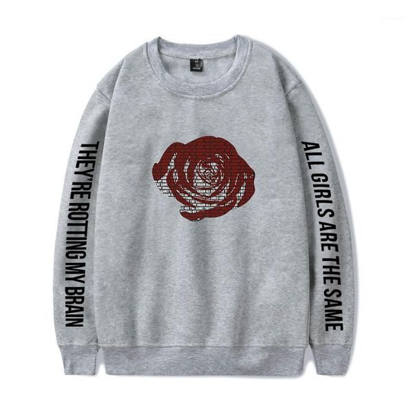 

long sleeve floral print hip hop singer homme clothing faashi juice wrld mens autumn designer hoodies, Black