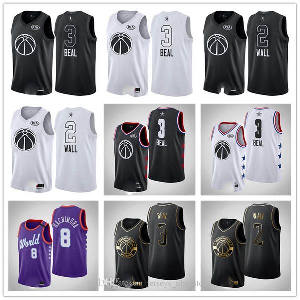 

washington wizards men john wall bradley beal rui hachimura all-star golden edition basketball jersey, Black;red