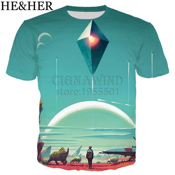 

new arrive popular game no man's sky next style 3d print shirts humor humor harajuku men clothing