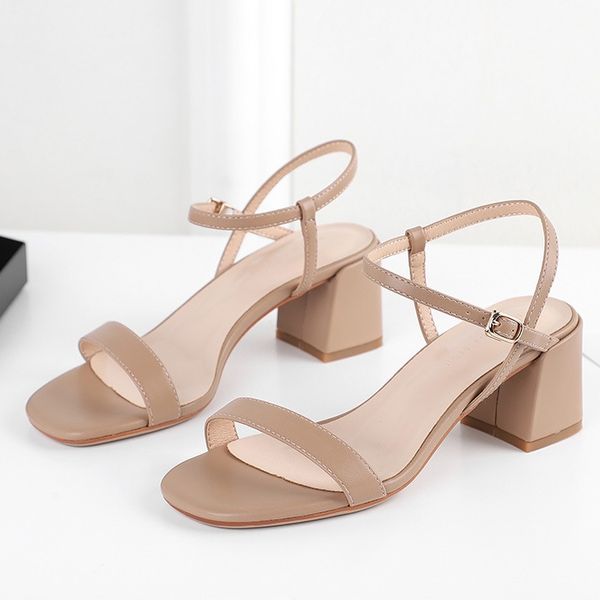 

new 2020 ankle strap square heels women sandals summer shoes women open toe high heels party dress gladiator sandals h0048, Black