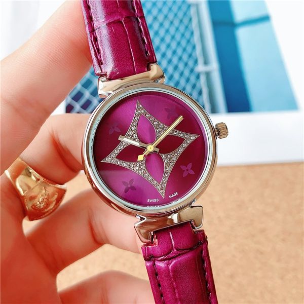 

luxury mens watches three needle series quartz watch women designer watches loui brand fashion leather belt gift for girl, Slivery;brown