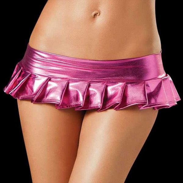 

latex skirt women pvc pole dancing club wear short skirts 10 colors patent leather micro mini skirts dancing skirt, Black