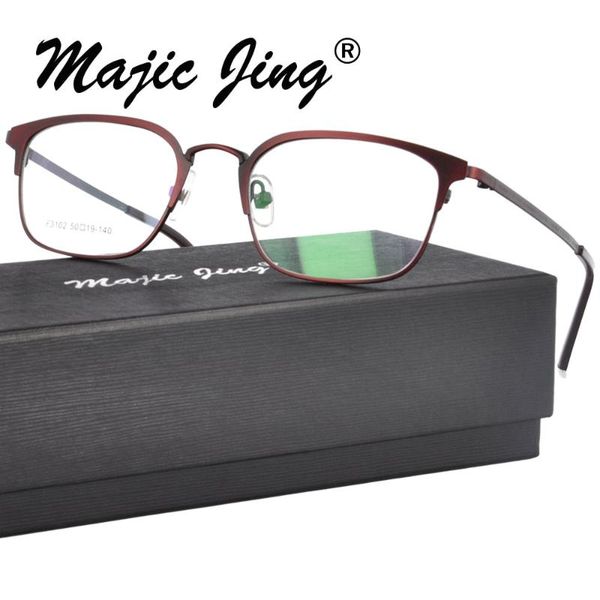 

magic jing stainless steel prescription spectacles rx optical frames myopia eyeglasses full rim f3102, Black