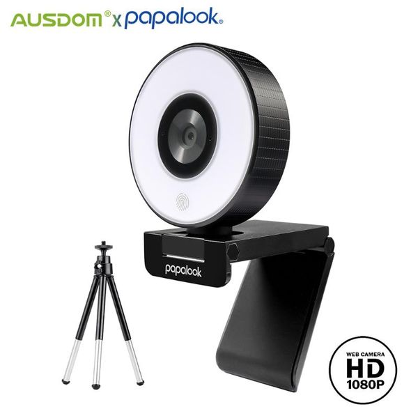 

webcams [original]ausdom pa552 webcam hd 1080p fixed focus usb web camera with microphone light tripod for pc twitch skype obs steam
