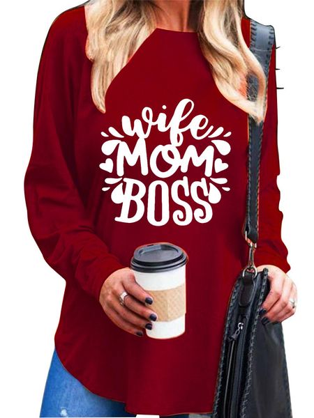 

women fashion letter pattern natural color tshirts casual crew neck long sleeve tshirt womens designers clothes, White