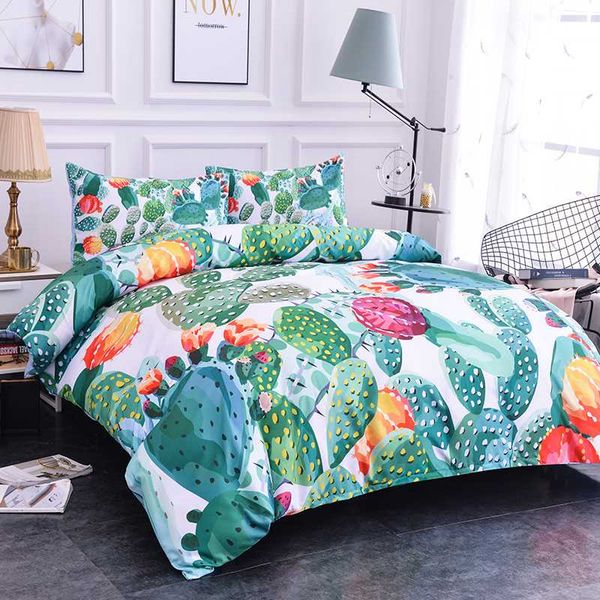 

home textile bedding 3d printed q version of cactus, cute succulent greenery series pillowcase bed sheet quilt cover set