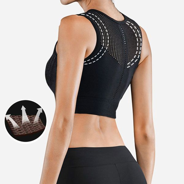 

hollow shockproof sports bra breathable push up yoga bra sport for gym plus size seamless fitness women underwear, White;black