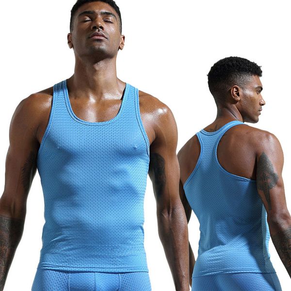 

summer men boys sports gym running vest undershirt skins cool tank size xl-5xl sport vest top, Black;blue