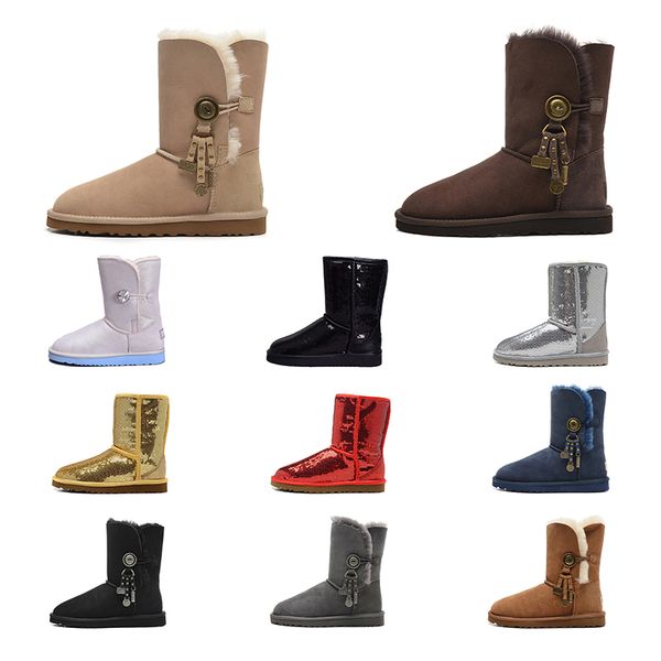 

australia women snow boots classic mini ankle short bow boot black ladies girls winter outdoor booties size 36-41 online sale