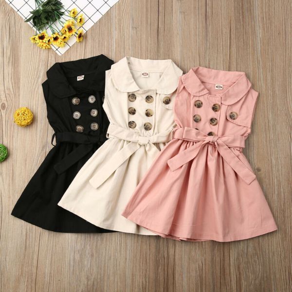 

england style kids baby girls bow princess dress double breasted sleeveless dress a-line elegant girl wedding party 1-6y, Red;yellow