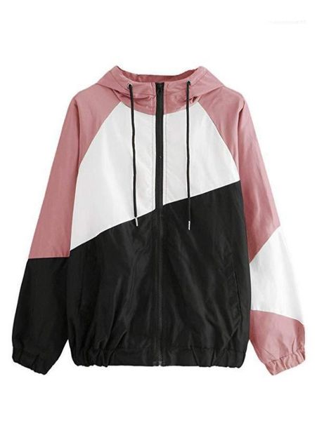 

windbreaker jackets hooded rush guard summer beach casual sports jacket women patchwork spring, Black;brown