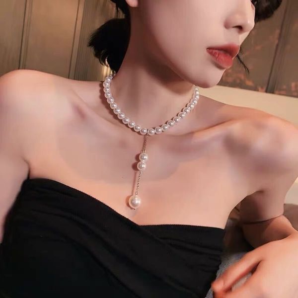 

fashion explosive pearl necklace pearl pendant collar fashion clavicle chain necklace for women wedding party jewelry, Silver
