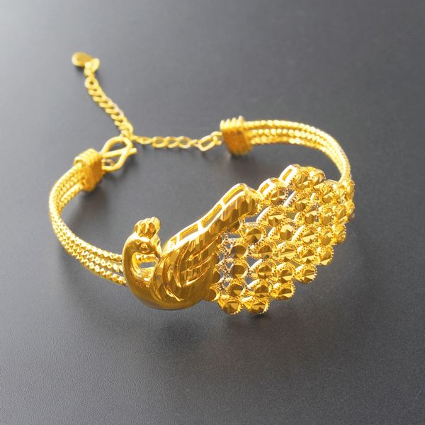 

bracelet fine jewelry 24k gold bracelet for women bangle phoenix style charms gold peacock drop shipping, Black