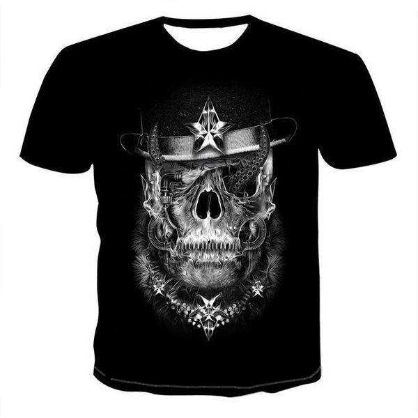 

wholesale skull skeleton t -shirt punk rock gun t s 3d print shirts graphic kawaii humor men clothing
