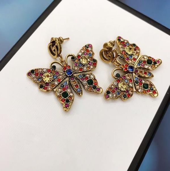

Best selling luxury new fashion color diamond butterfly pendant designer earrings luxury designer jewelry women earrings