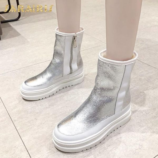 

sarairis new design 2020 add fur autumn winter boots woman shoes platform zip up ins dropship fashion boots ladies, Black