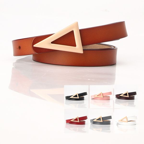 

new triangle buckle ladies leather belt fashion korean style belt, Black;brown