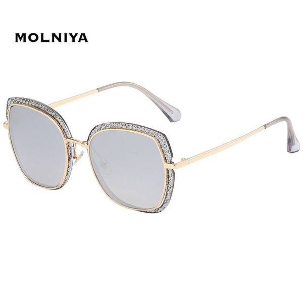 

2020 fashion cat eye sunglasses women metal frame gradient sun glasses prevent uv decoration eyewear uv400, White;black