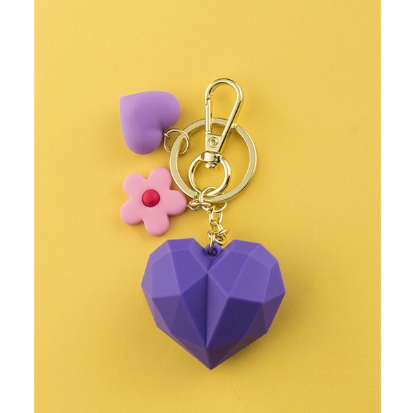 

fashion geometric heart pattern keychain pendant creative car key holder cute gifts for friends car key case for peugeot, Silver