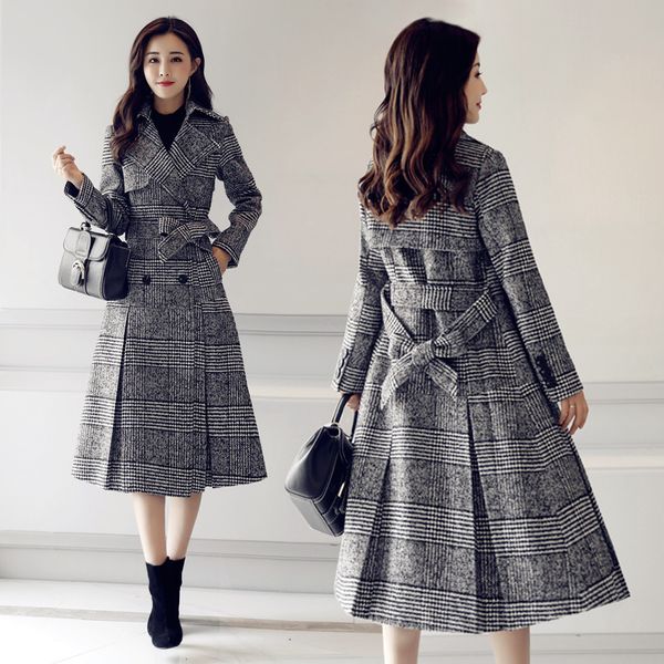 

kmetram autumn winter jacket women fashion woolen coat female jacket long trench coat women clothes 2020 manteau femme 8122, Black
