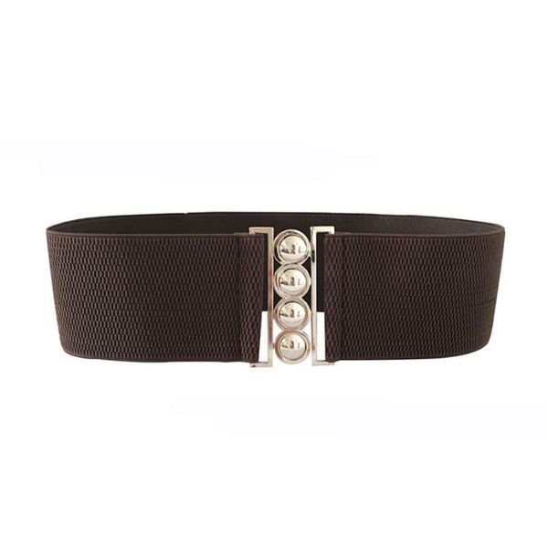 

women wide elastic waist belt vintage metal elastic belt 2020 new fashion stretch buckle waistband corset waist, Black;brown