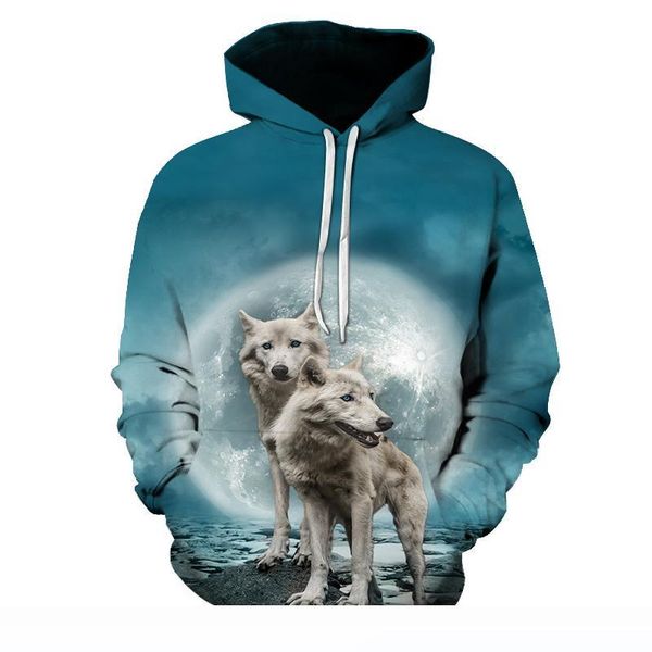 

wolf hoodies streetwear sweatshirt casual hoody men 3d pullover harajuku tracksuit male hip hop men women hoodies, Black