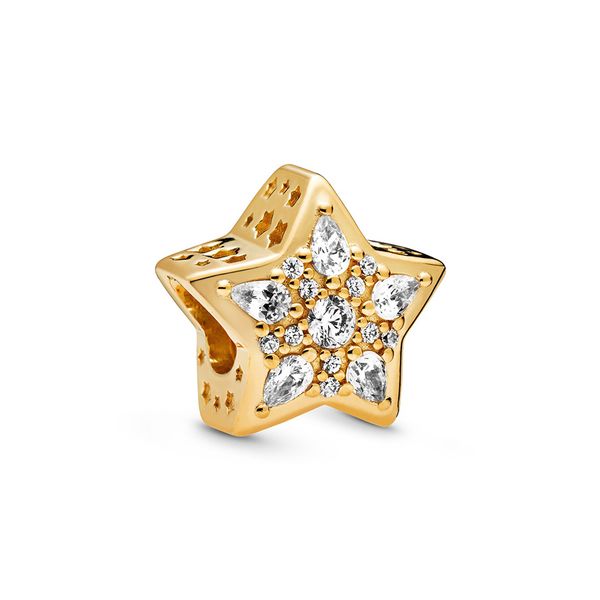 

authentic 925 sterling silver celestial star charm fit pandora bracelet fashion designer 18k gold plated charms beads for diy jewelry making, Black