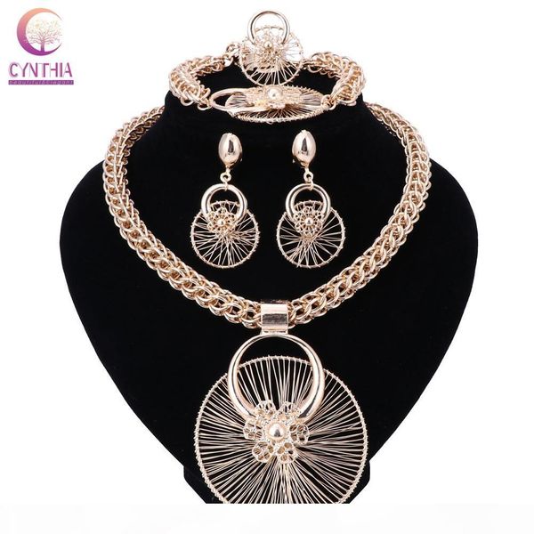

fashion nigerian beads wedding jewelry set bridal dubai gold color crystal necklace earring sets african beads jewelry set, Black