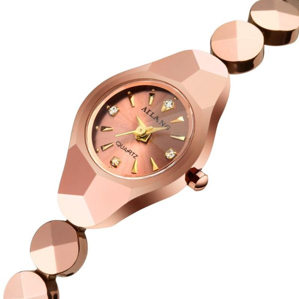 

delicate cute women 21mm tungsten steel bracelet watches ailang summer street fashion dress wrist watch elegant dress clock w029, Slivery;brown