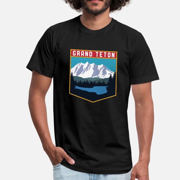 

vintage grand teton national park wyoming souvenir t shirt men create tee shirt round collar formal loose comical spring autumn shirt