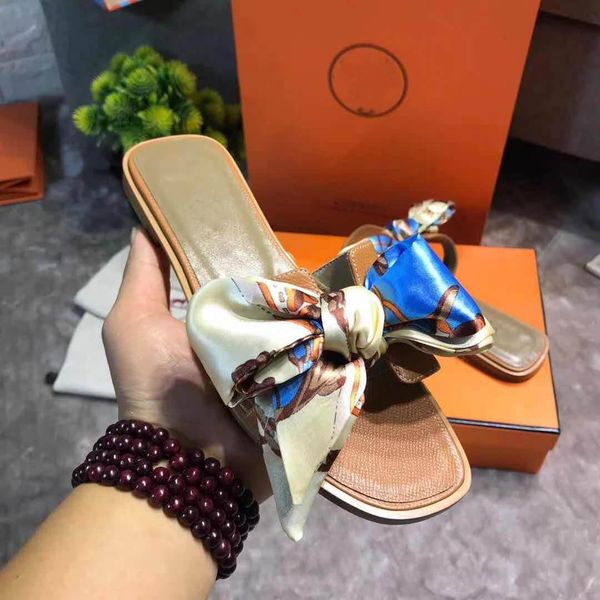 

portmarket guozi20156 zapatos women slides designer hausschuhe pantoufle the color of silk scarf is random with box, Black