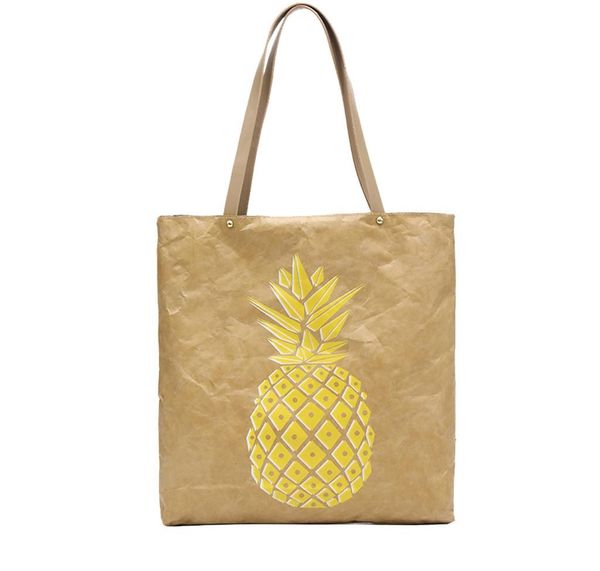 

kraft paper bag women fashion pineapple print classic bag ladies fashion vintage shoulder satchels designed stylish bags01