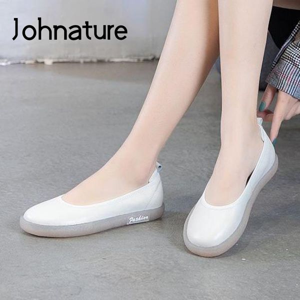 

johnature flats женская обувь из натуральной кожи 2020 новая осень круглый toe casual shallow handmade досуг мода женская обувь, Black