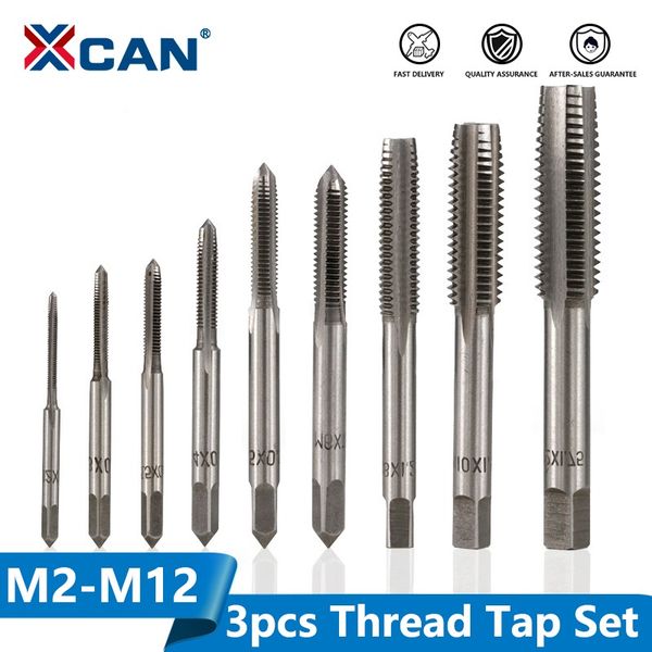 

xcan 3pcs m2-m12 metric hand tap set hss machine screw tap drill bit hand tapping tools screw thread plug drill