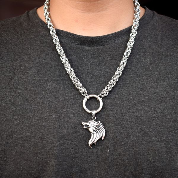 

8stainless steel chain and pendant celtics wolf necklace, Silver