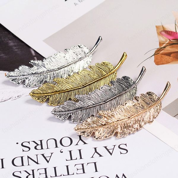 Clipe de metal Vintage Folha cabelo Feather Ferramentas Meninas Hairpin Princesa Cabelo Barrette Acessórios Grampos de cabelo para as mulheres Estilo